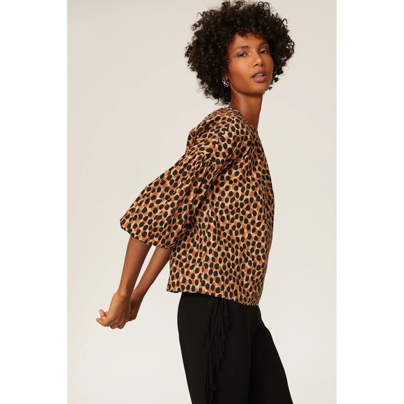 kate spade new york Tops - Kate Spade New York Around Town Dotty Puff Sleeve Top Blouse Women's XS